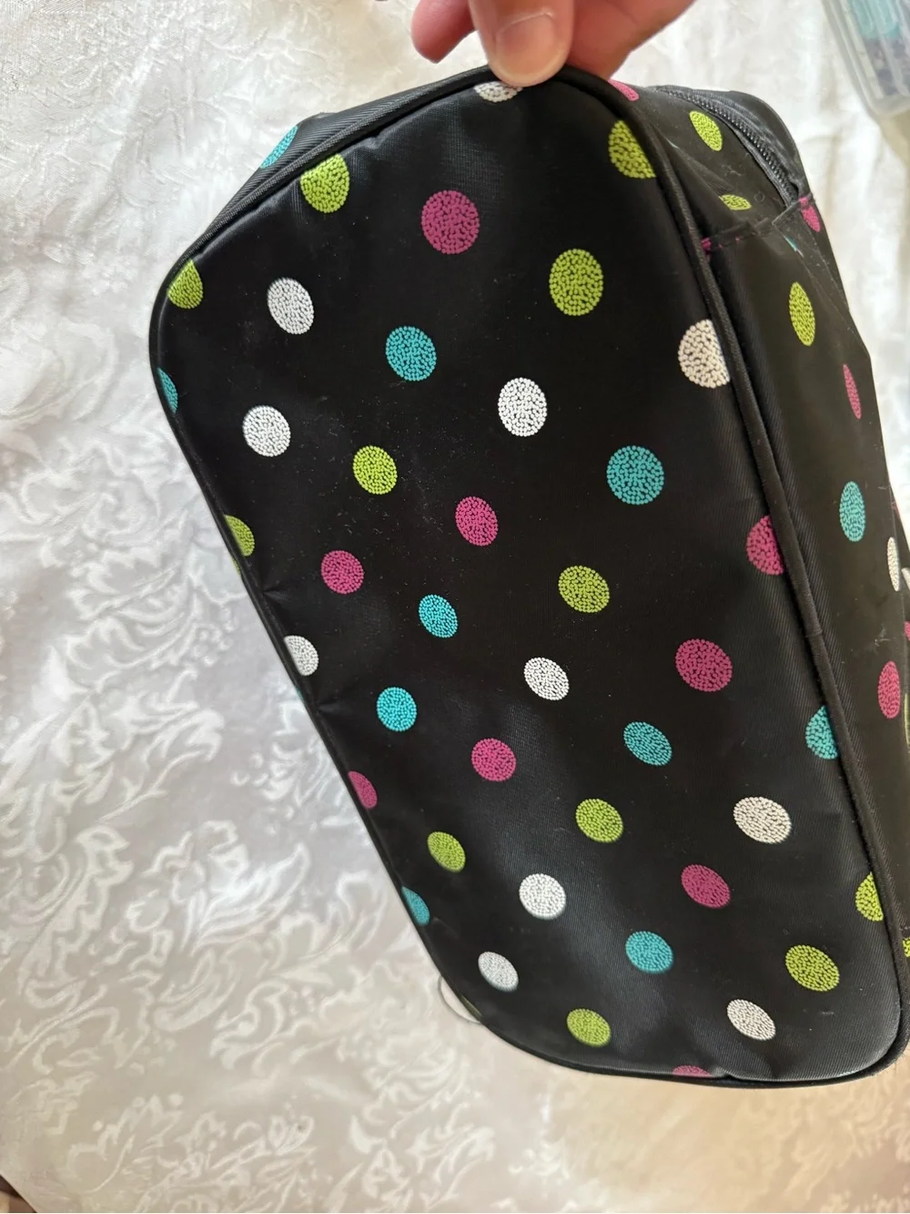 Caboodles Black Polka Dot Travel Cosmetic Case with Multicolor Dots